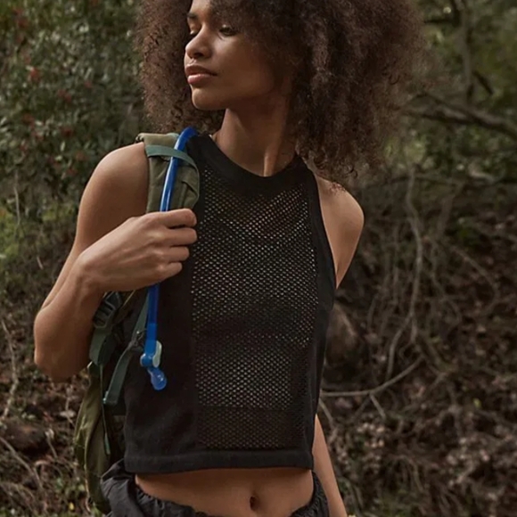 Free People Movement Black Mesh In Session Top Tank Size XS/S EUC - Picture 3 of 6